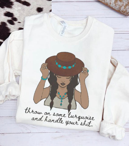 Turquoise Cowgirl Crewneck Sweatshirt