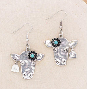 Tagged Cow Earrings