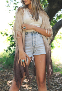 Fringe Boho Style Ombre Ruana