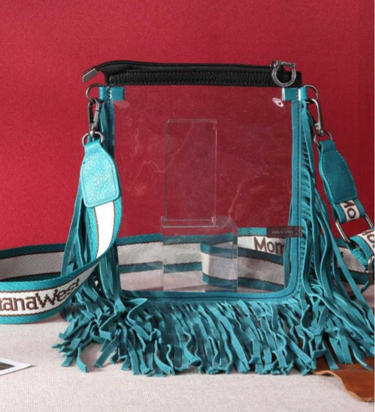 Montana West Fringe Around Clear Crossbody Bag