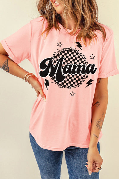 MAMA Round Neck Short Sleeve T-Shirt