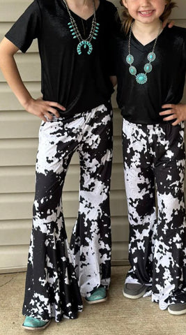 Kids Cow Print Bell Bottoms