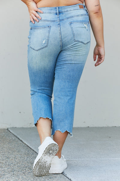 Judy Blue Full Size Distressed Raw Hem Cropped Jeans