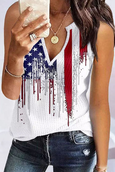 US Flag Notched Neck Tank