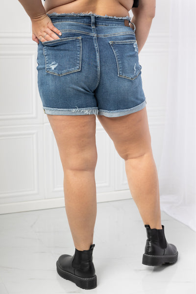 Judy Blue Full Size Daphne Midrise Frayed Waistband Shorts