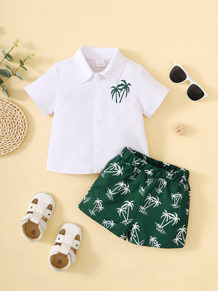 Boys Graphic Shirt and Botanical Shorts Set