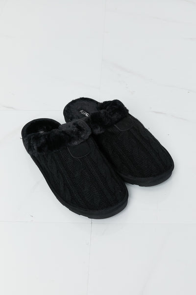 Forever Link Cable-Knit Faux Fur Slipper