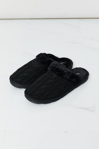 Forever Link Cable-Knit Faux Fur Slipper