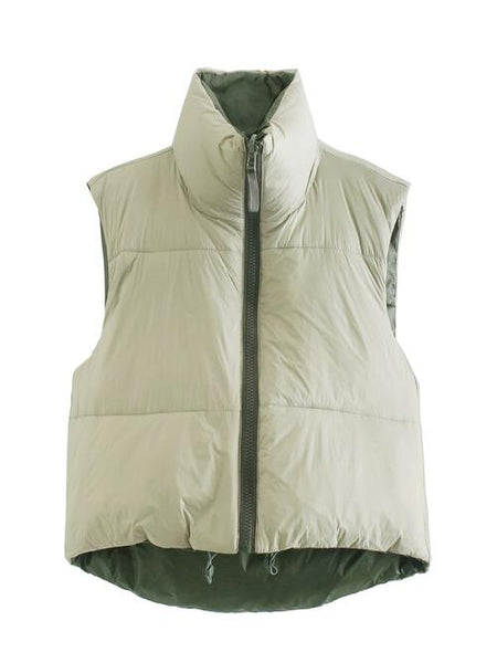 Zip Up Drawstring Reversible Vest