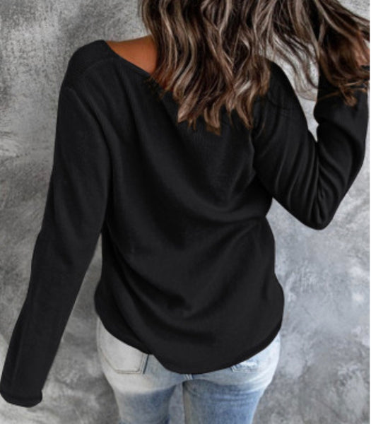 Black Crisscross Neck Shirt