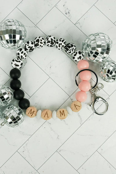 Mama On The Moove Beaded Bracelet Keychain