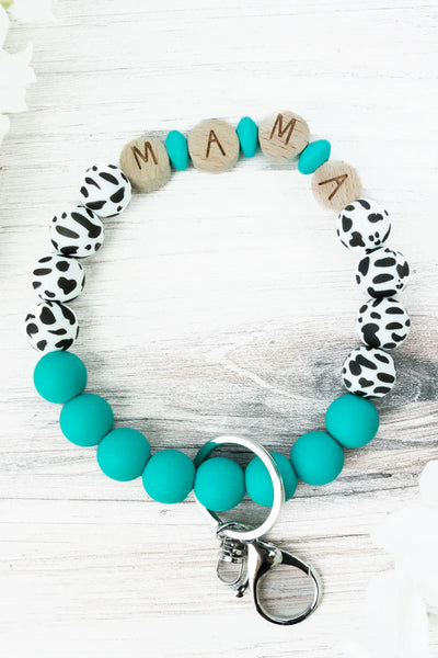 Mama On The Moove Beaded Bracelet Keychain