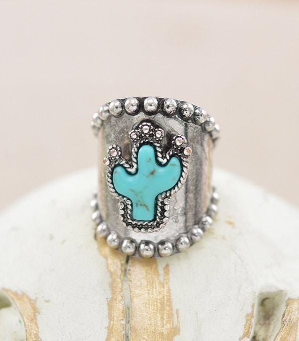 Turquoise Cactus Cuff Ring