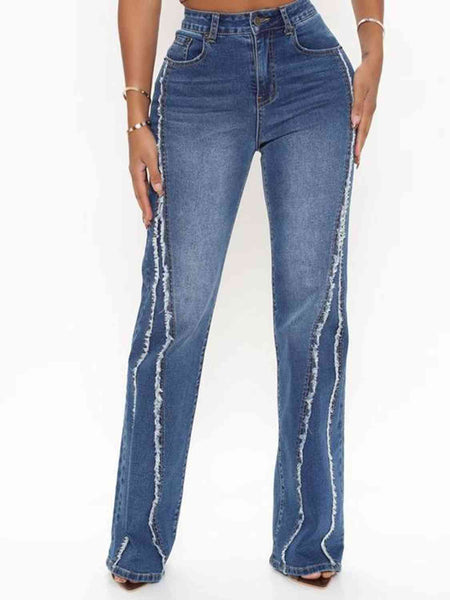 Raw Hem High Waist Jeans