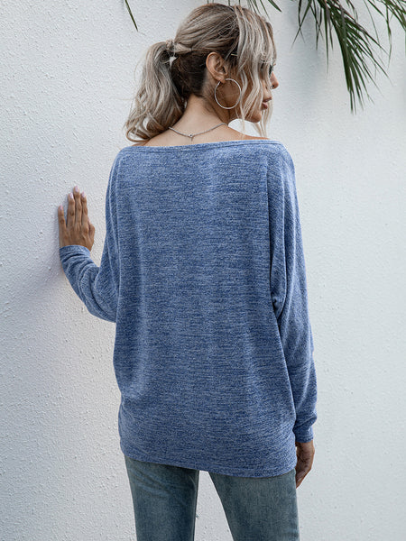 Heathered Boat Neck Long Sleeve Tee