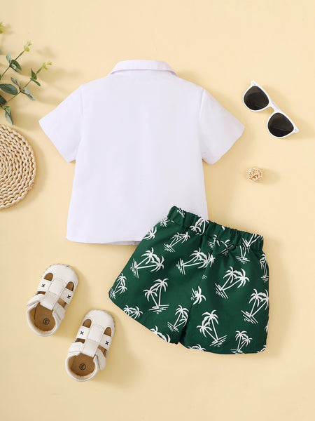 Boys Graphic Shirt and Botanical Shorts Set