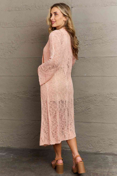 POL You Make Me Blush Open Front Maxi Cardigan