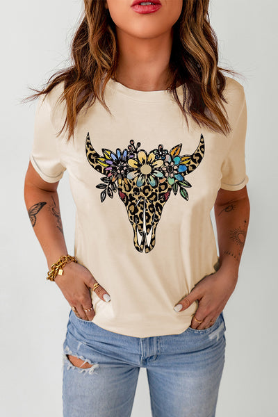 Graphic Cuffed Short Sleeve Crewneck Tee