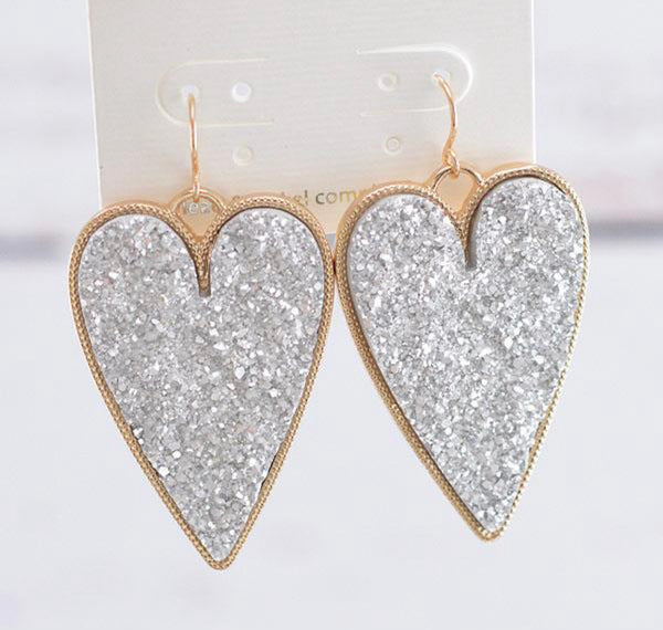 Druzy Heart Earrings