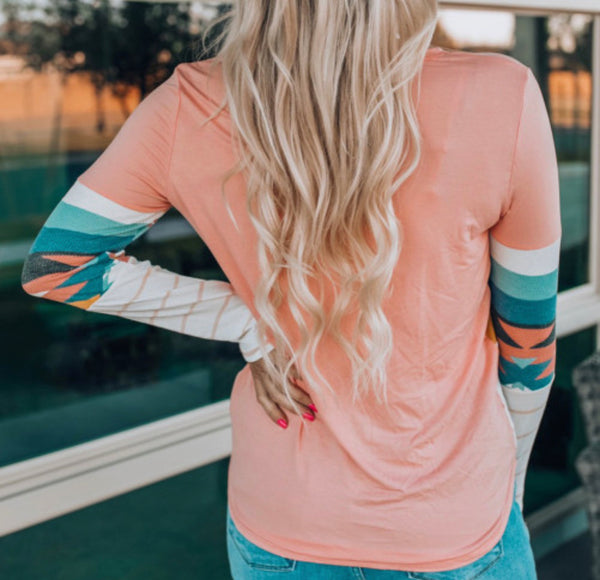 Aztec Striped Long Sleeve Top