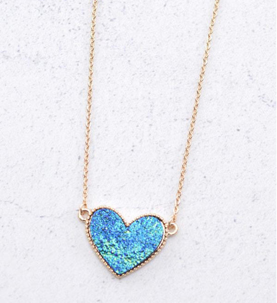 Heart Druzy Pendant Necklace