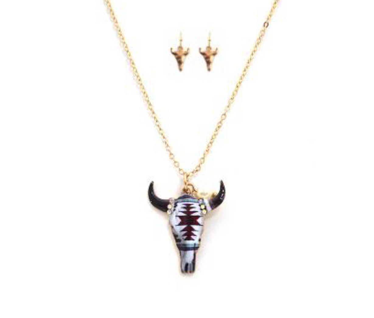 Aztec Steer Head Necklace Set