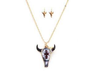 Aztec Steer Head Necklace Set