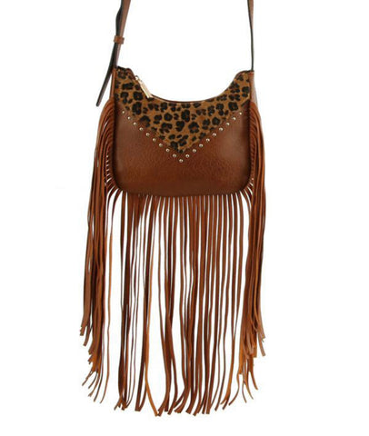 Animal Print Fringe Crossbody Bag