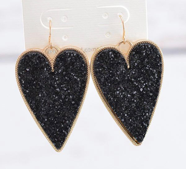 Druzy Heart Earrings