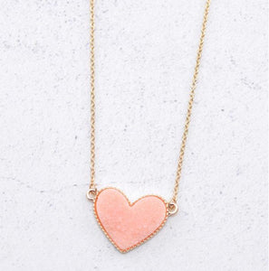 Heart Druzy Pendant Necklace