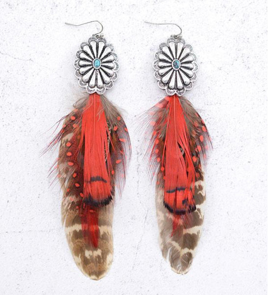 Feather Concho Earrings