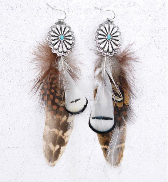 Feather Concho Earrings