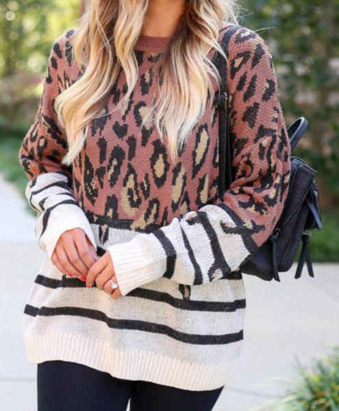 Leopard Striped Sweater