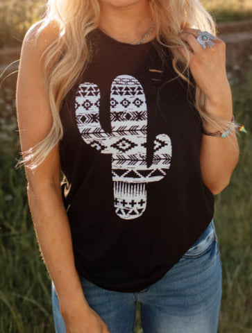 Aztec Cactus Distressed Tank