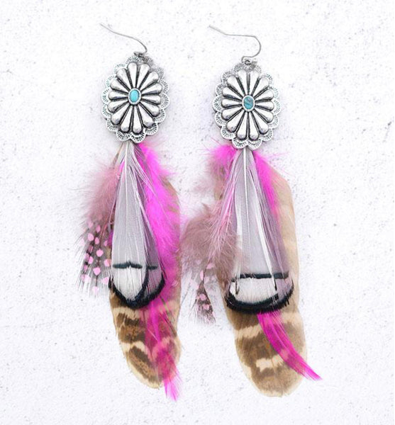 Feather Concho Earrings