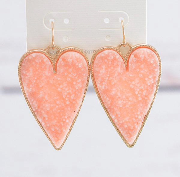 Druzy Heart Earrings