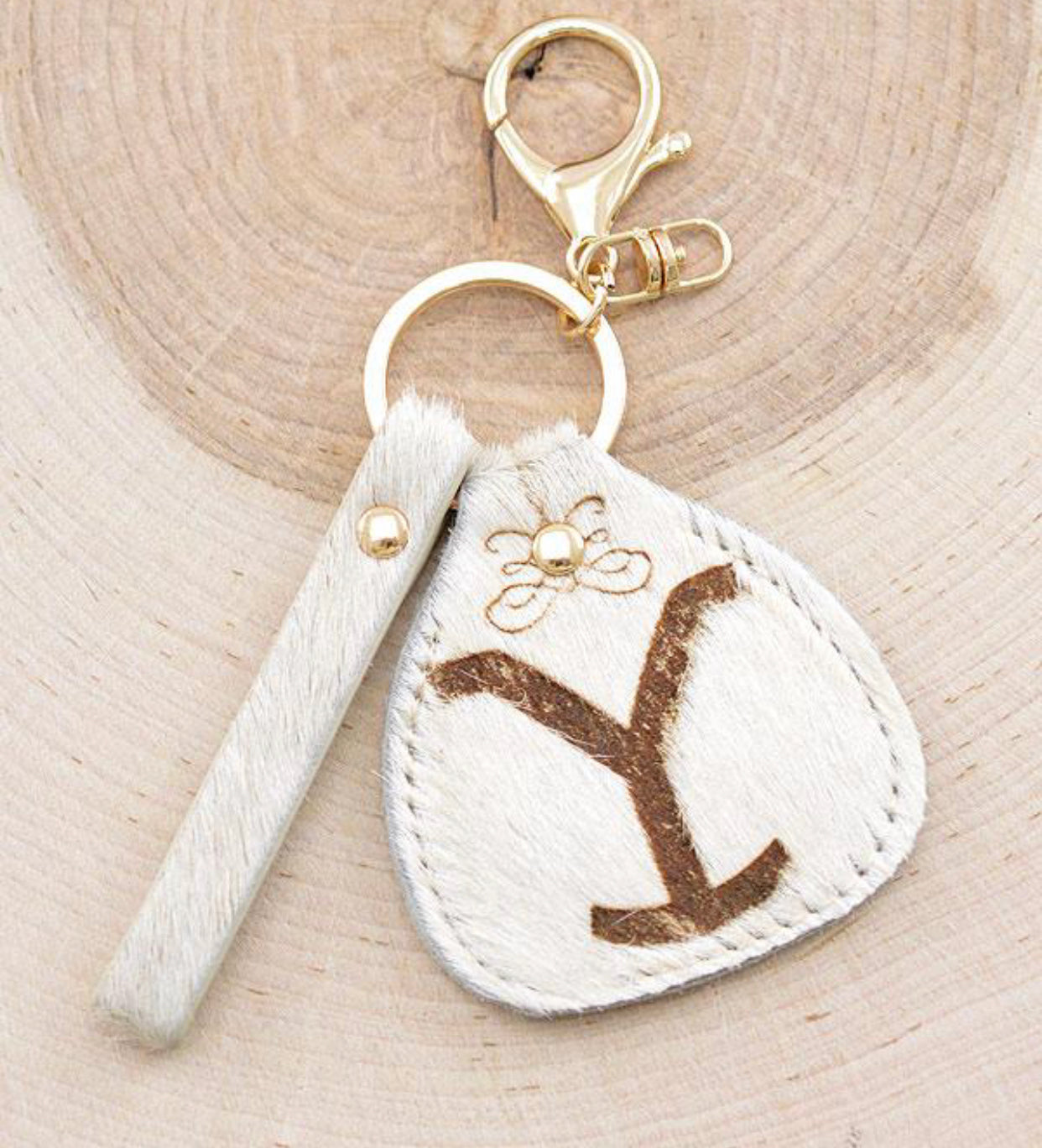 Branded Light Cowhide Keychain