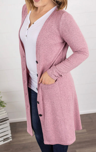 Heathered Pink Cardigan