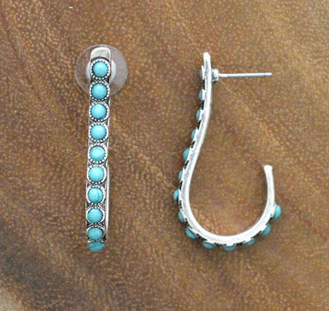 Half Hoop Turquoise Earrings