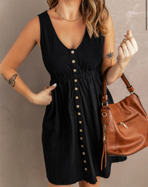 Button Down Black Dress