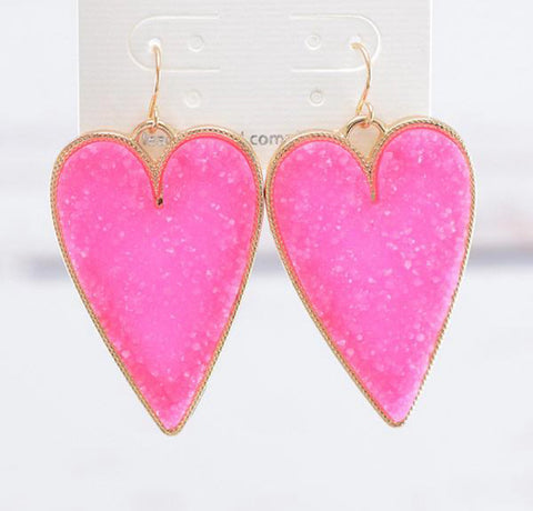 Druzy Heart Earrings