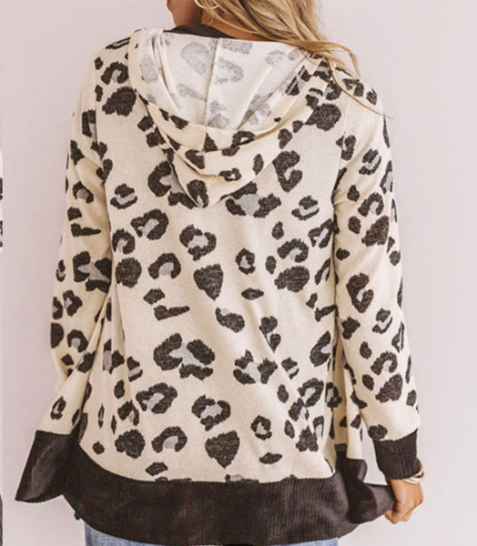 Leopard Hooded Cardigan