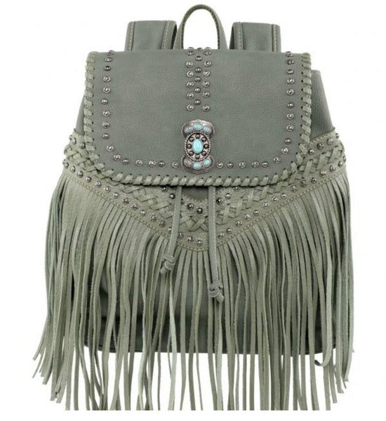 Green Fringe Montana West Backpack