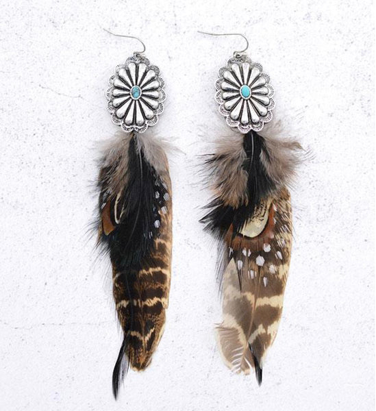 Feather Concho Earrings